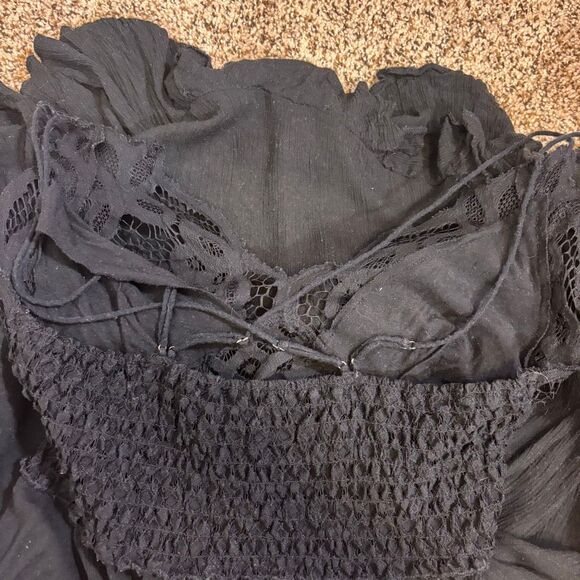 Free People One Black Adella Mini Dress Large - Picture 7 of 7